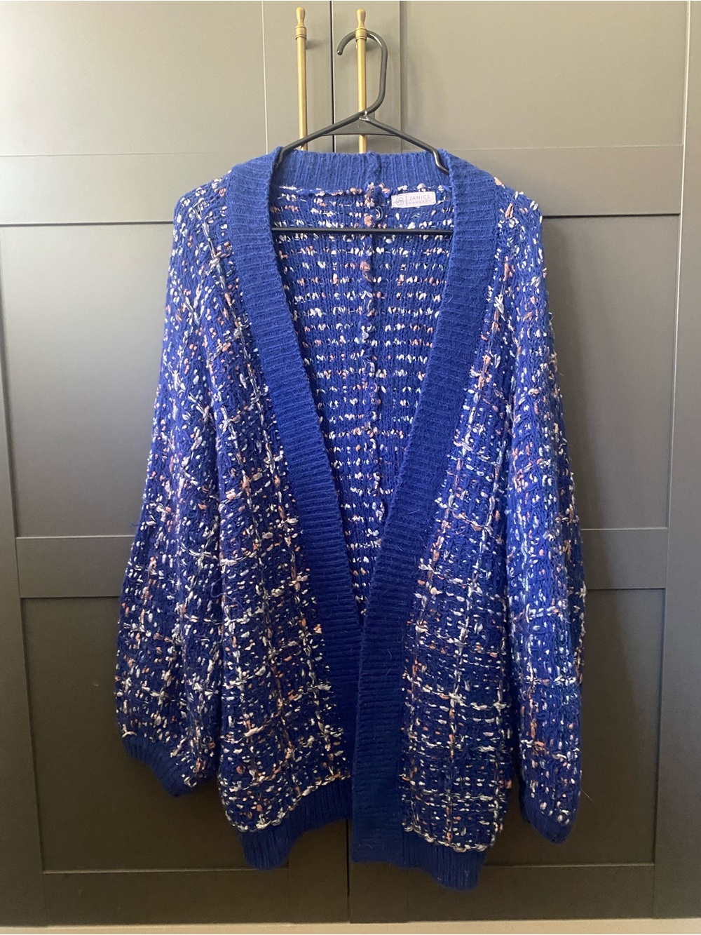 Vintage Blue Chunky Women's Cardigan Sweater